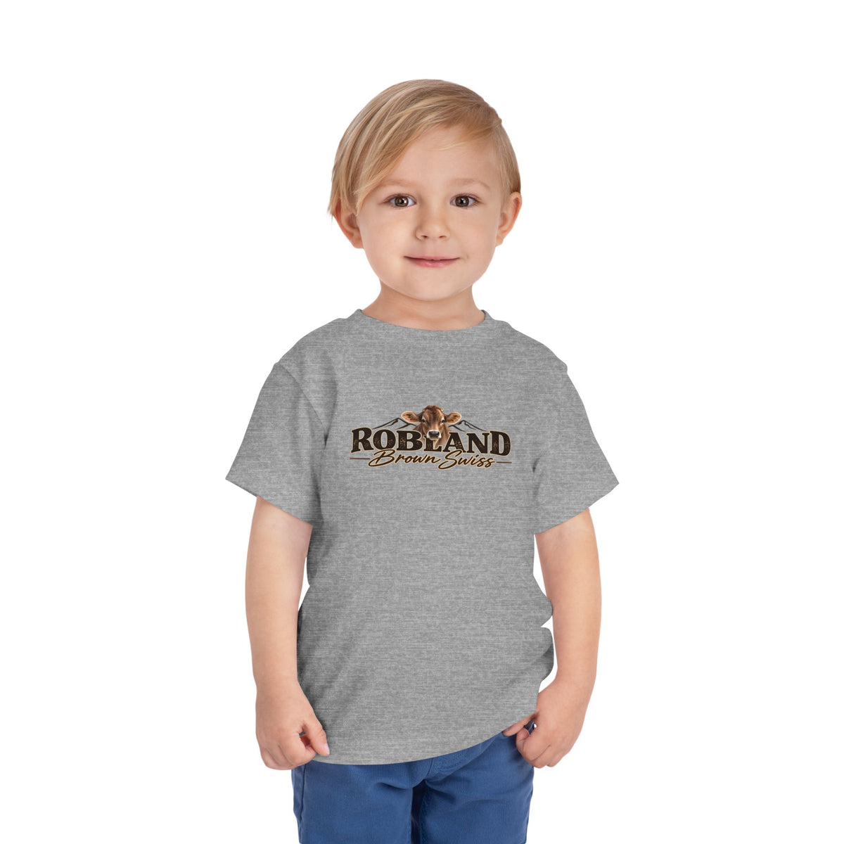Robland Brown Swiss Toddler Tee — Cute Cow Farm Graphic Shirt