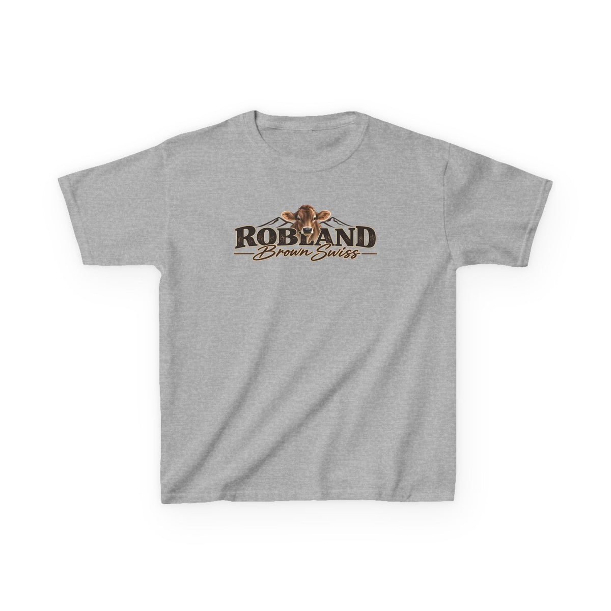 Robland Brown Swiss Kids Tee — Farm Cow Graphic T-Shirt