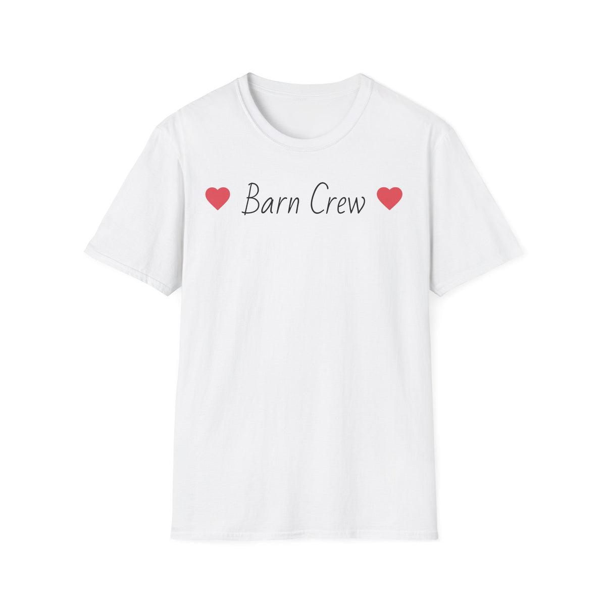 Barn Crew T-Shirt — Rustic Farm Life Tee with Heart Accents