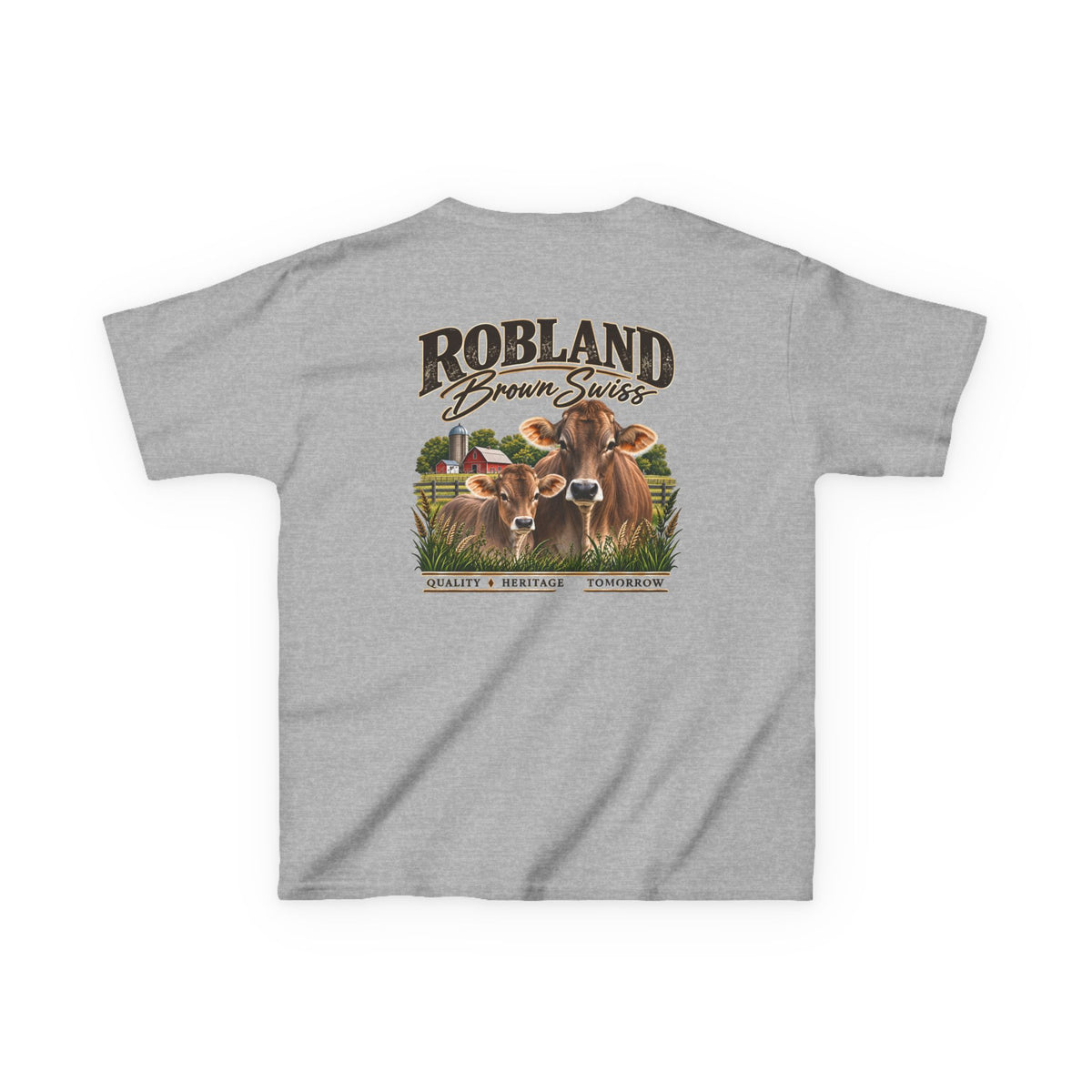 Robland Brown Swiss Kids Tee — Farm Cow Graphic T-Shirt