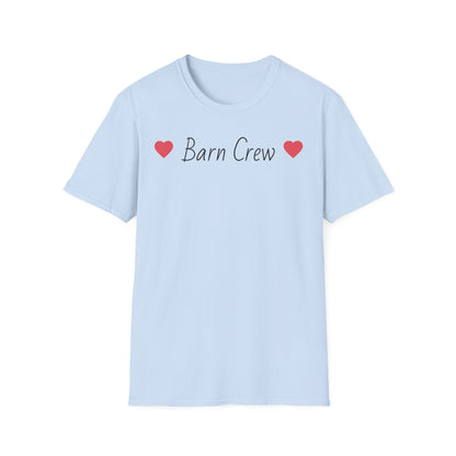 Barn Crew T-Shirt — Rustic Farm Life Tee with Heart Accents
