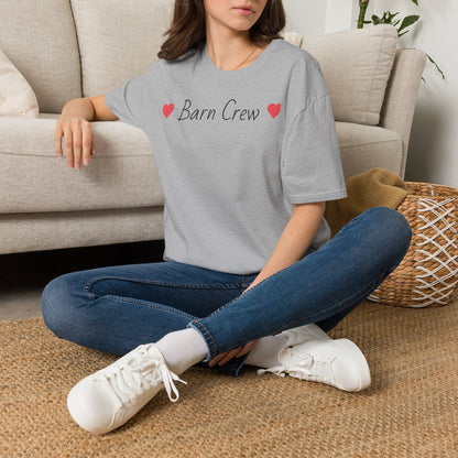 Barn Crew T-Shirt — Rustic Farm Life Tee with Heart Accents