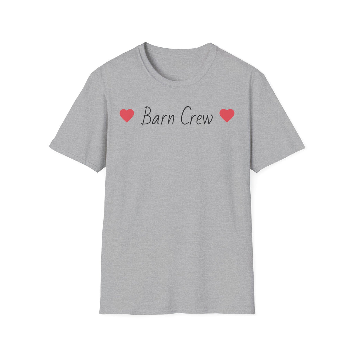 Barn Crew T-Shirt — Rustic Farm Life Tee with Heart Accents
