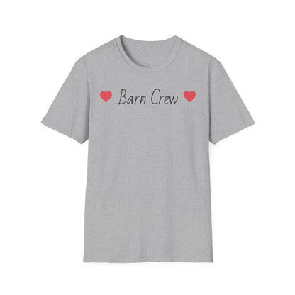 Barn Crew T-Shirt — Rustic Farm Life Tee with Heart Accents