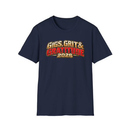 Gigs, Grit & Gratitude 2026 Adult T-Shirt